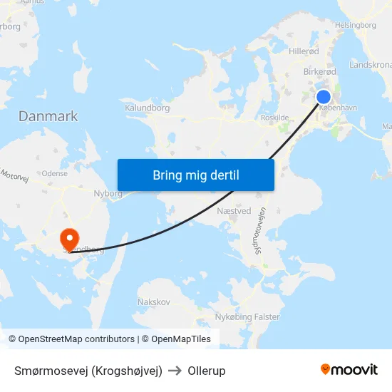 Smørmosevej (Krogshøjvej) to Ollerup map