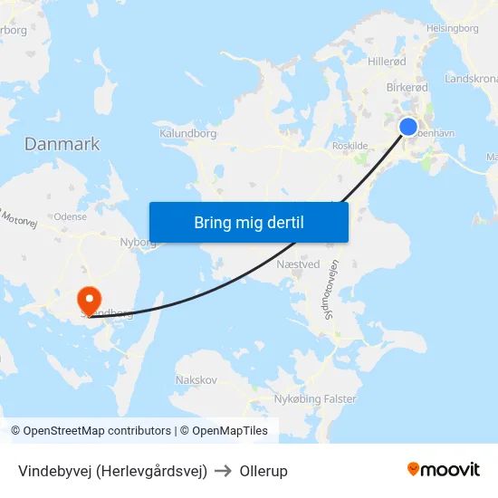 Vindebyvej (Herlevgårdsvej) to Ollerup map