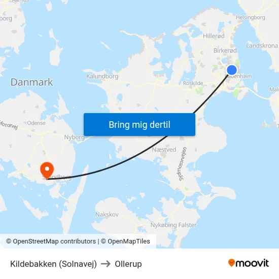 Kildebakken (Solnavej) to Ollerup map