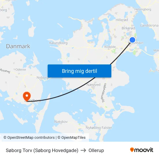 Søborg Torv (Søborg Hovedgade) to Ollerup map