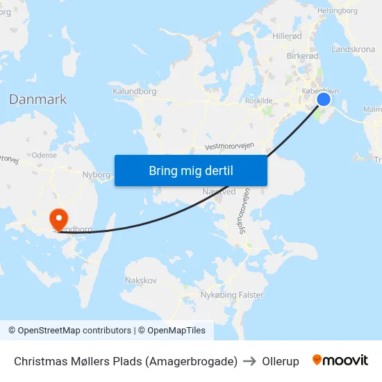 Christmas Møllers Plads (Amagerbrogade) to Ollerup map