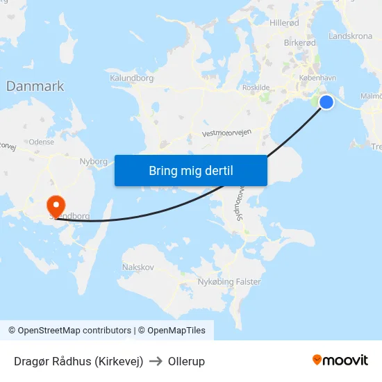 Dragør Rådhus (Kirkevej) to Ollerup map