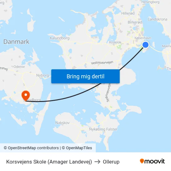 Korsvejens Skole (Amager Landevej) to Ollerup map