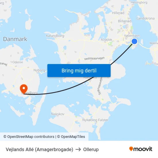 Vejlands Allé (Amagerbrogade) to Ollerup map