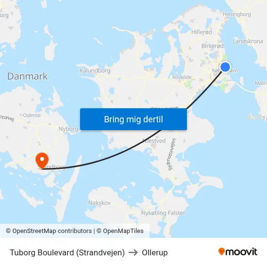 Tuborg Boulevard (Strandvejen) to Ollerup map