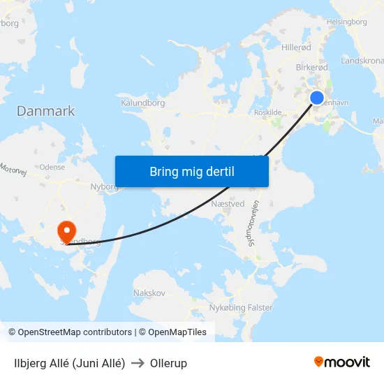 Ilbjerg Allé (Juni Allé) to Ollerup map