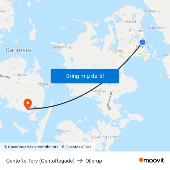 Gentofte Torv (Gentoftegade) to Ollerup map