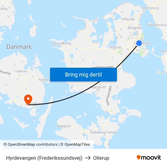 Hyrdevangen (Frederikssundsvej) to Ollerup map