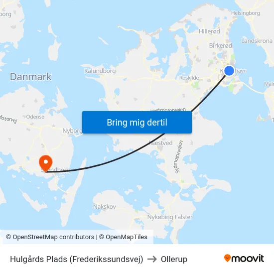Hulgårds Plads (Frederikssundsvej) to Ollerup map