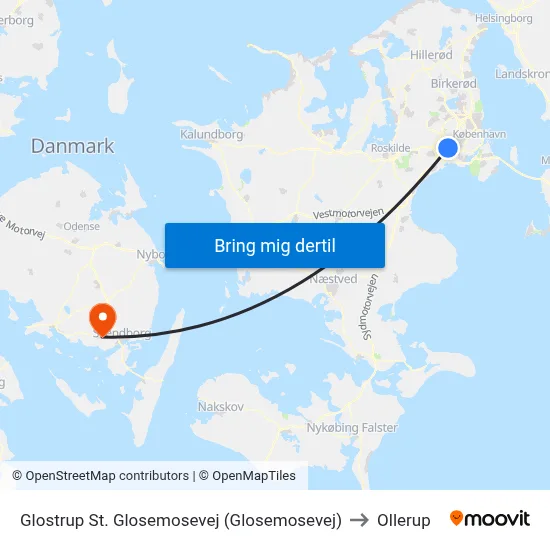 Glostrup St. Glosemosevej (Glosemosevej) to Ollerup map