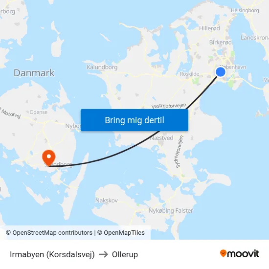 Irmabyen (Korsdalsvej) to Ollerup map