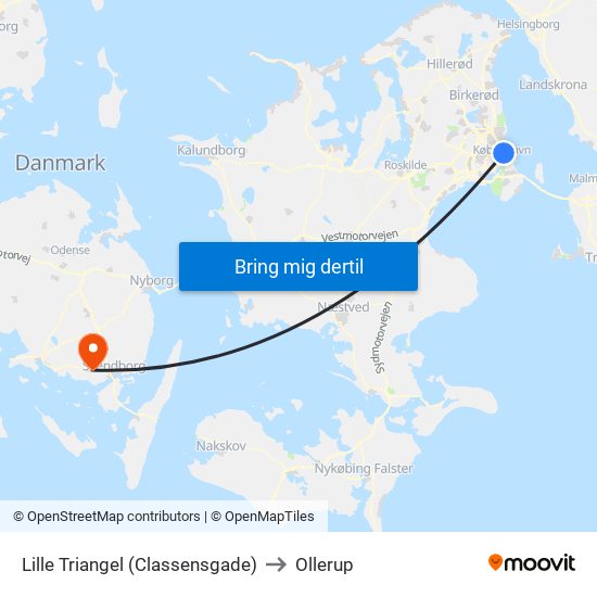 Lille Triangel (Classensgade) to Ollerup map