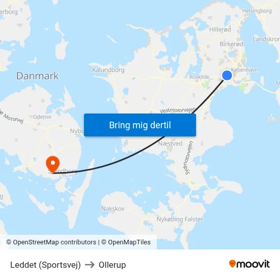 Leddet (Sportsvej) to Ollerup map