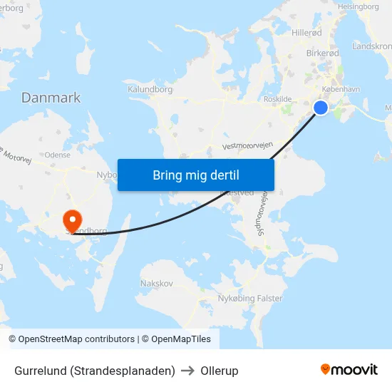 Gurrelund (Strandesplanaden) to Ollerup map