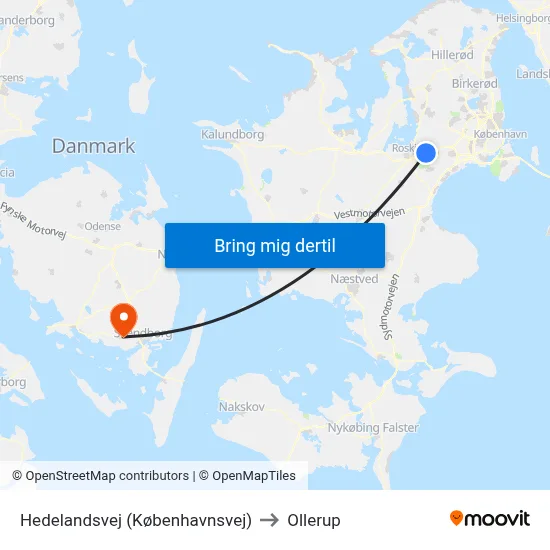 Hedelandsvej (Københavnsvej) to Ollerup map