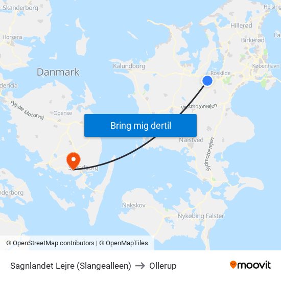 Sagnlandet Lejre (Slangealleen) to Ollerup map