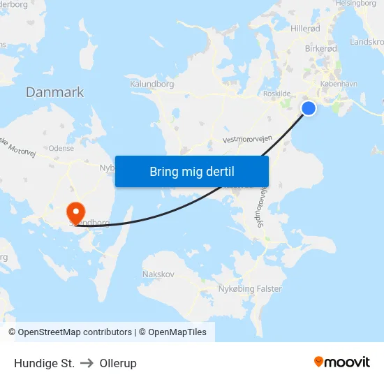 Hundige St. to Ollerup map