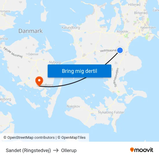 Sandet (Ringstedvej) to Ollerup map