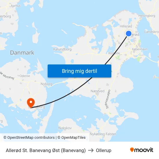 Allerød St. Banevang Øst (Banevang) to Ollerup map