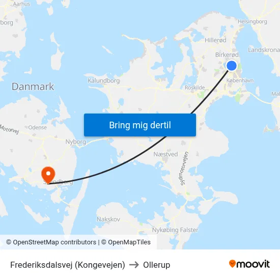 Frederiksdalsvej (Kongevejen) to Ollerup map