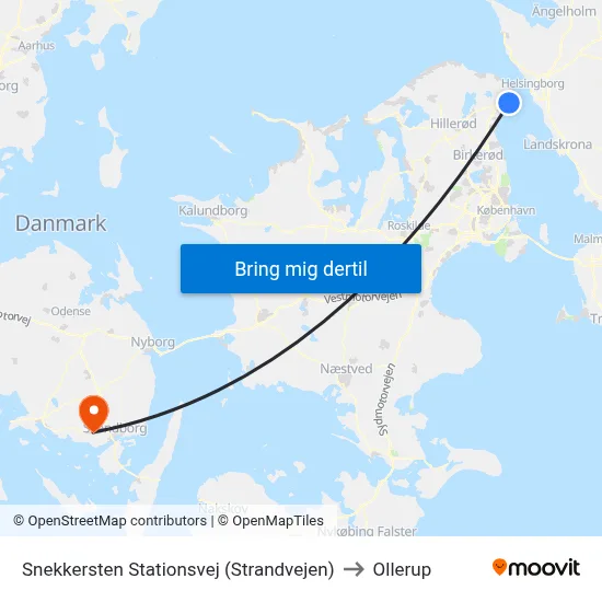 Snekkersten Stationsvej (Strandvejen) to Ollerup map
