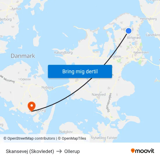 Skansevej (Skovledet) to Ollerup map