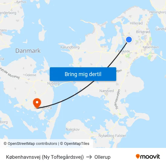 Københavnsvej (Ny Toftegårdsvej) to Ollerup map