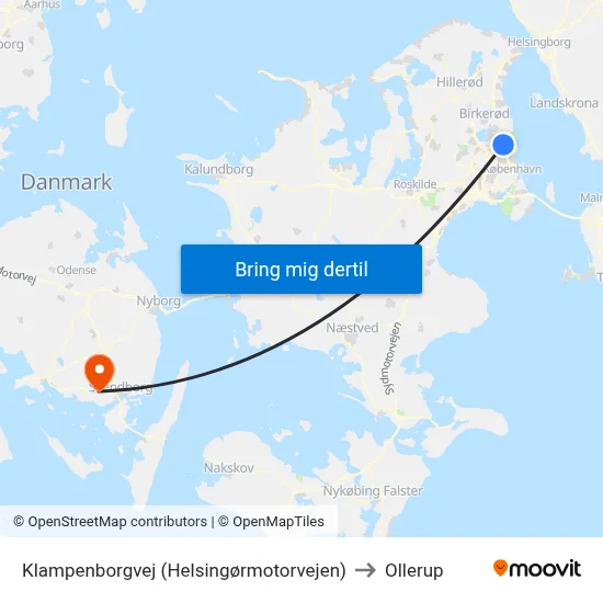 Klampenborgvej (Helsingørmotorvejen) to Ollerup map