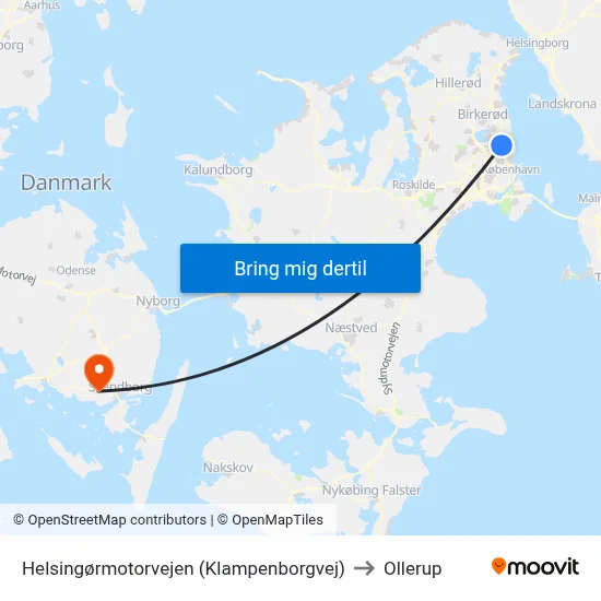 Helsingørmotorvejen (Klampenborgvej) to Ollerup map