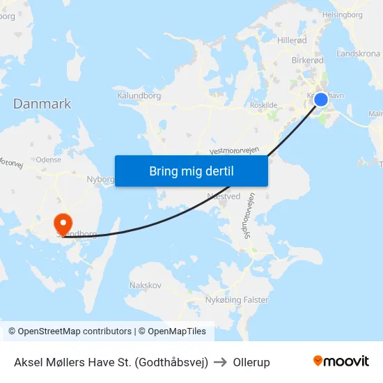 Aksel Møllers Have St. (Godthåbsvej) to Ollerup map