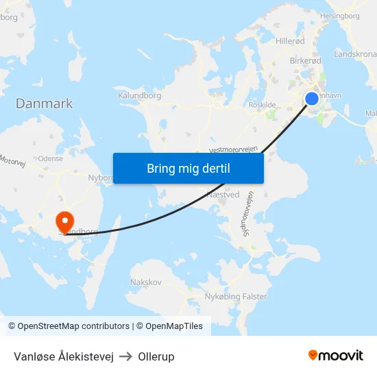 Vanløse Ålekistevej to Ollerup map