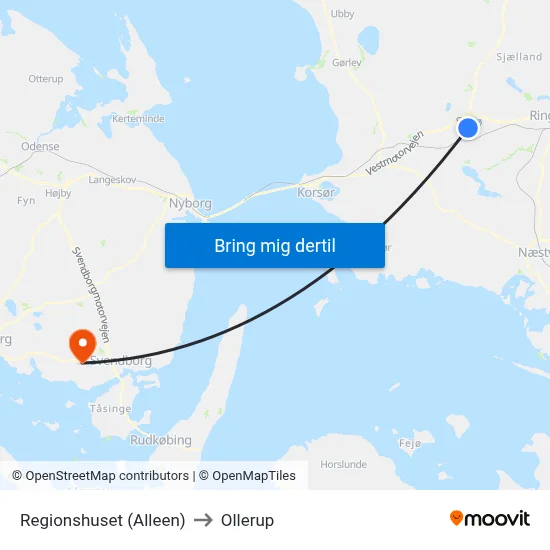 Regionshuset (Alleen) to Ollerup map