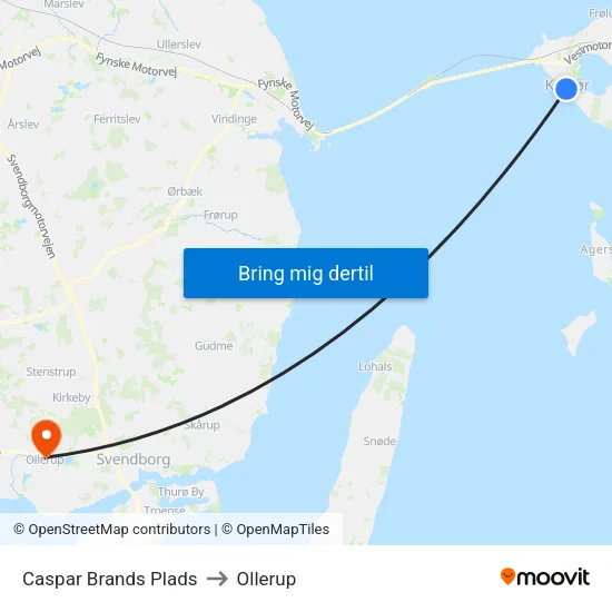 Caspar Brands Plads to Ollerup map