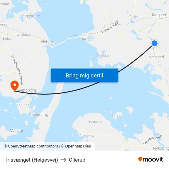 Irisvænget (Helgesvej) to Ollerup map