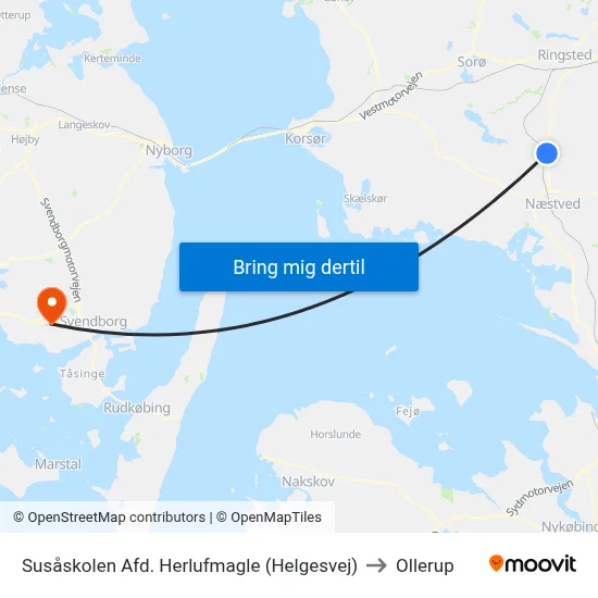 Susåskolen Afd. Herlufmagle (Helgesvej) to Ollerup map