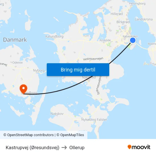 Kastrupvej (Øresundsvej) to Ollerup map
