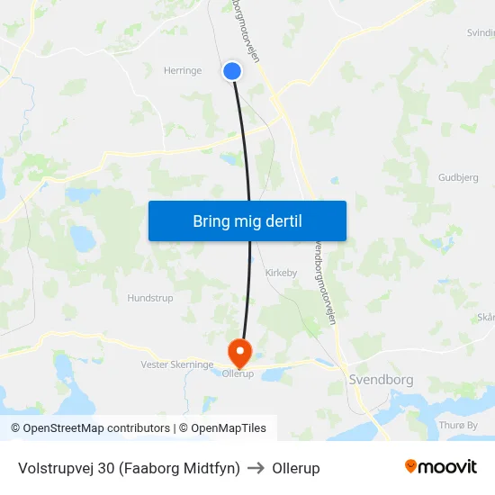 Volstrupvej 30 (Faaborg Midtfyn) to Ollerup map