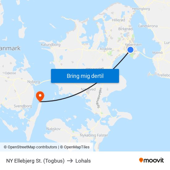 NY Ellebjerg St. (Togbus) to Lohals map