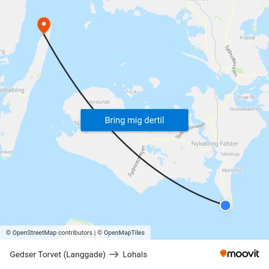 Gedser Torvet (Langgade) to Lohals map