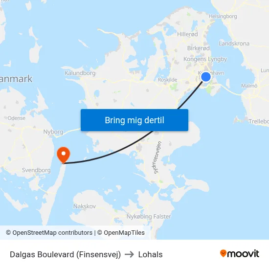 Dalgas Boulevard (Finsensvej) to Lohals map
