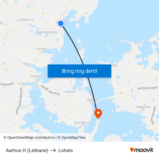 Aarhus H (Letbane) to Lohals map
