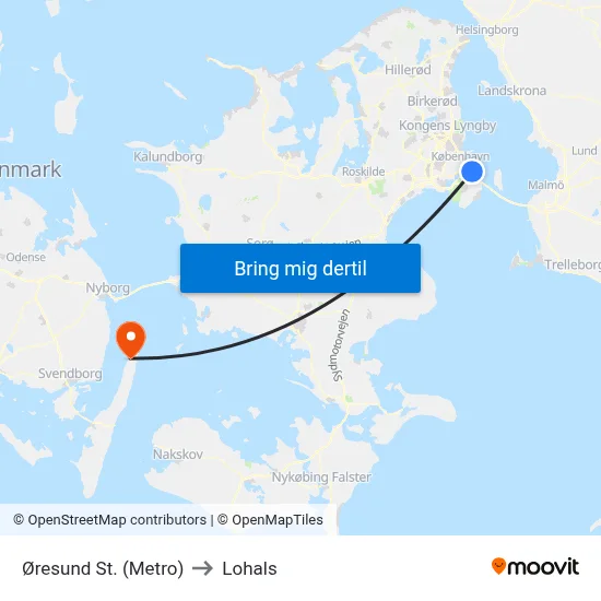 Øresund St. (Metro) to Lohals map