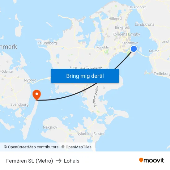 Femøren St. (Metro) to Lohals map