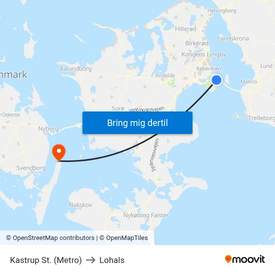 Kastrup St. (Metro) to Lohals map