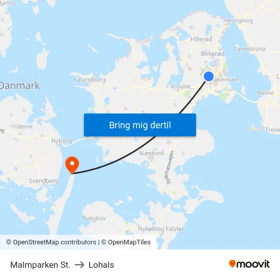 Malmparken St. to Lohals map