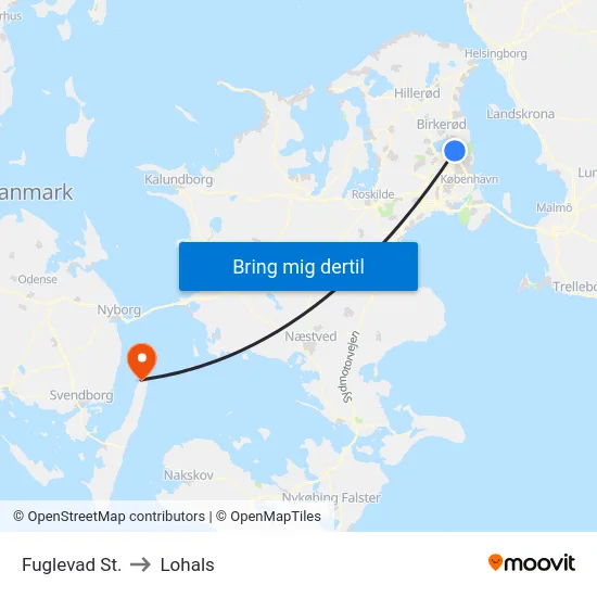 Fuglevad St. to Lohals map