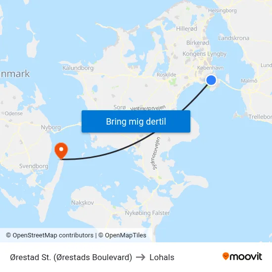 Ørestad St. (Ørestads Boulevard) to Lohals map