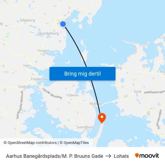 Aarhus Banegårdsplads/M. P. Bruuns Gade to Lohals map
