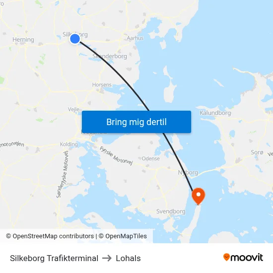 Silkeborg Trafikterminal to Lohals map