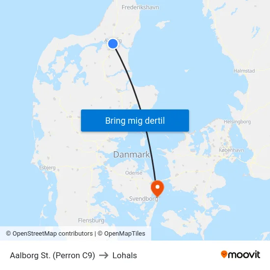 Aalborg St. (Perron C9) to Lohals map